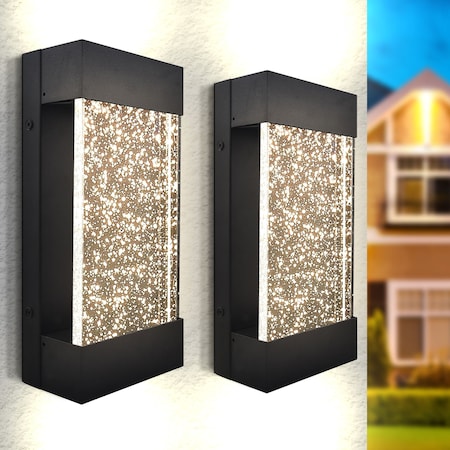 Luxrite Modern LED Up Down Outdoor Wall Light Bubble Glass 12W 3CCT 3000K-5000K IP65 12 Aluminum ETL, 2PK LR40395-2PK